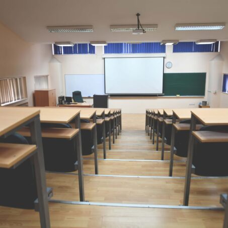 Empty,Classroom,University,Or,Collage,Back,To,School,Concept,In empty classroom university or collage back to school concept in coronavirus pandemic time