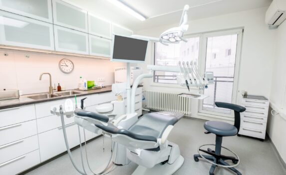 Comfortable Dental Chair Unit with Luxury Dental Chair in Dentist doctor clinic modern medical ward. Health care, medicare industry, heathcare technology concept image